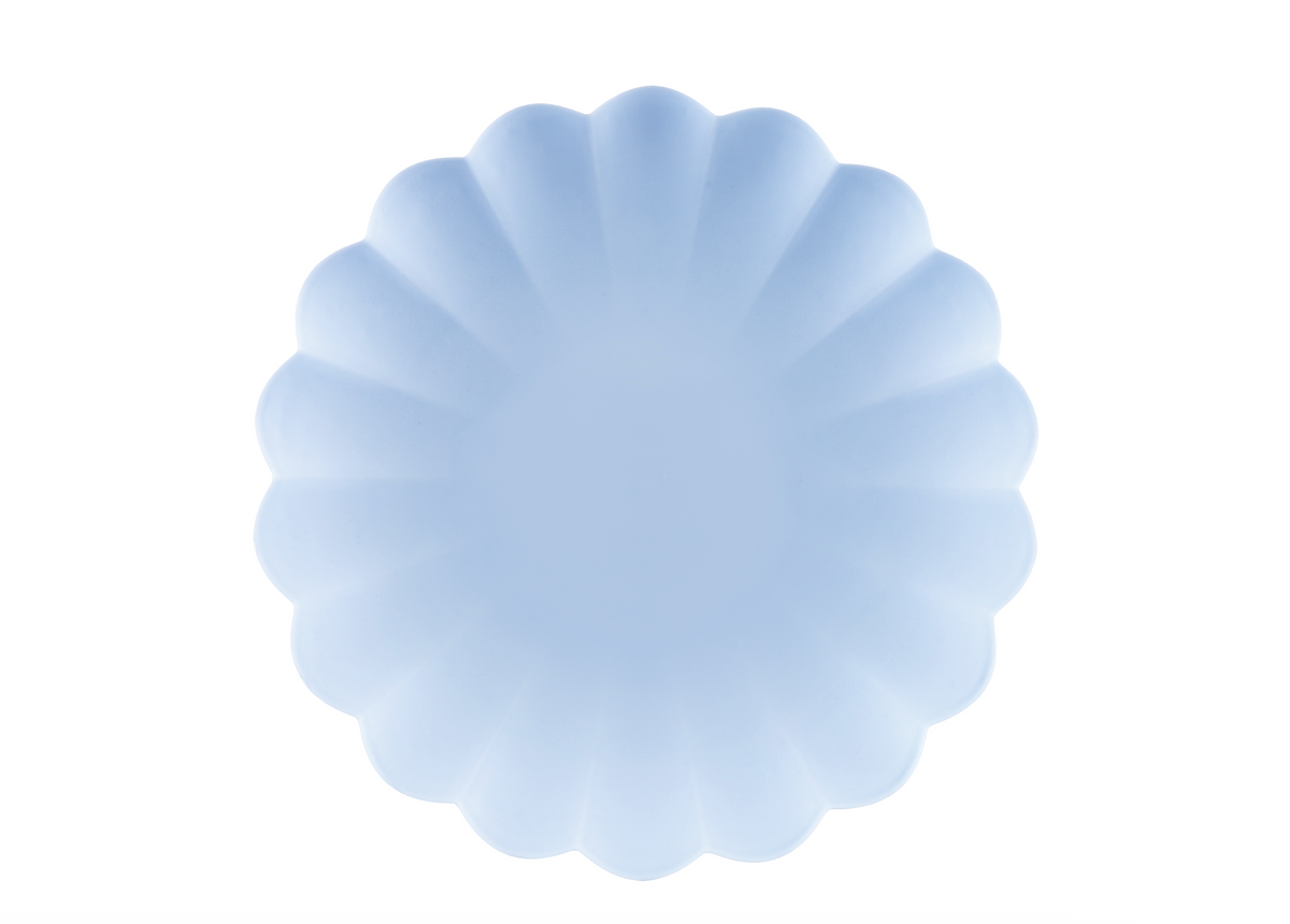 Pastel Blue Frill Plastic Plates