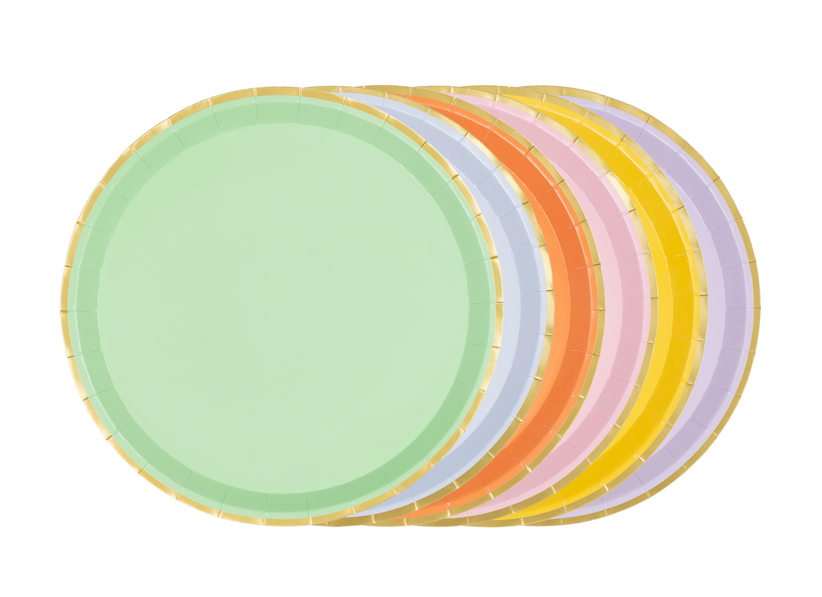 Pastel Plates with Scalloped Gold Foil 