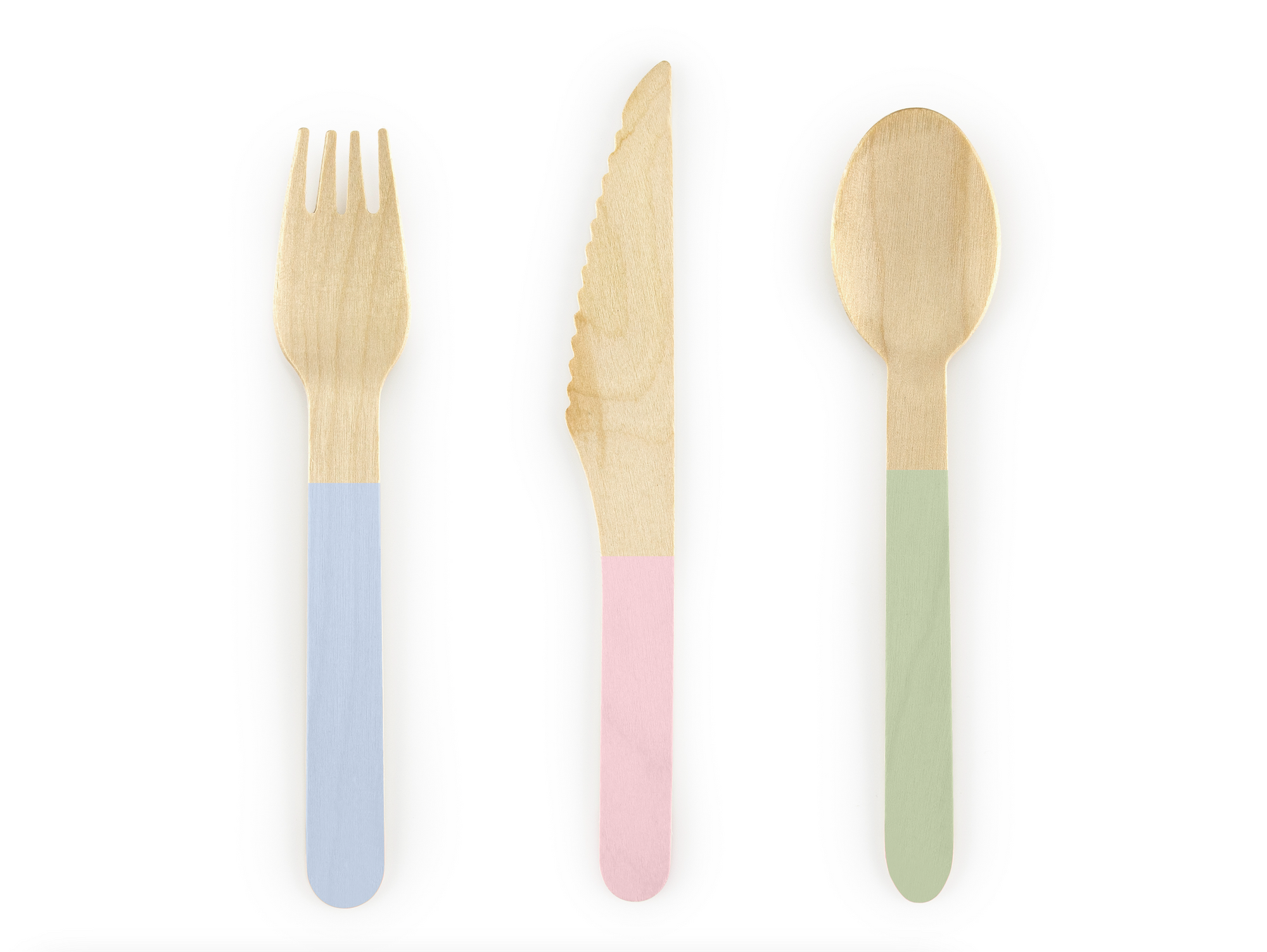 Pastel Tricolor Wooden Cutlery