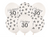 White balloons with 'Happy 30' text and black patterns on a white background