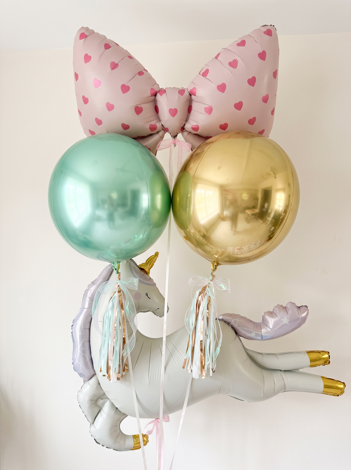 Pink Polka Dot Bow Foil Balloon