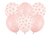 Pink balloons with bow patterns on a white background
