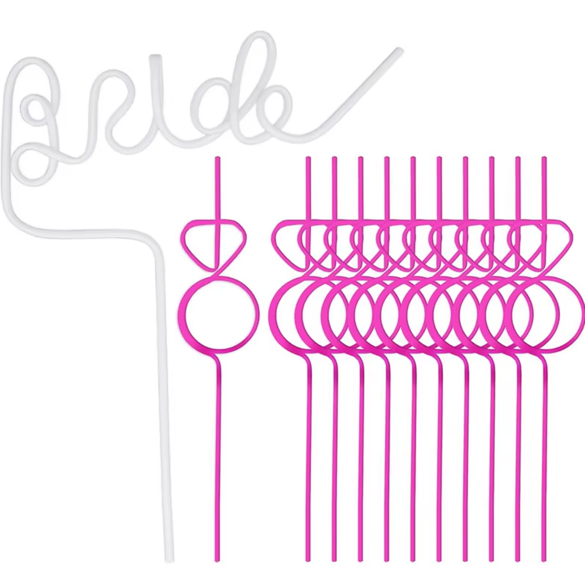 Pink Bridal Straws Decorations Set