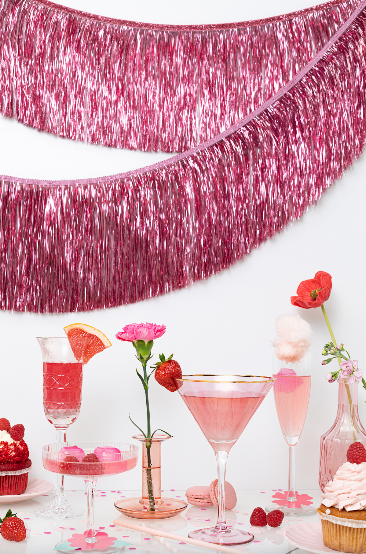 Pink Tinsel Fringe Garland 