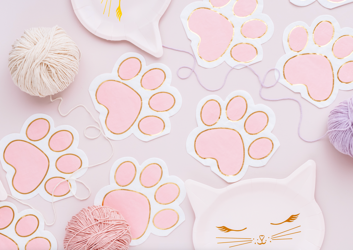 Pink Kitty Paw Print Lunch Napkins