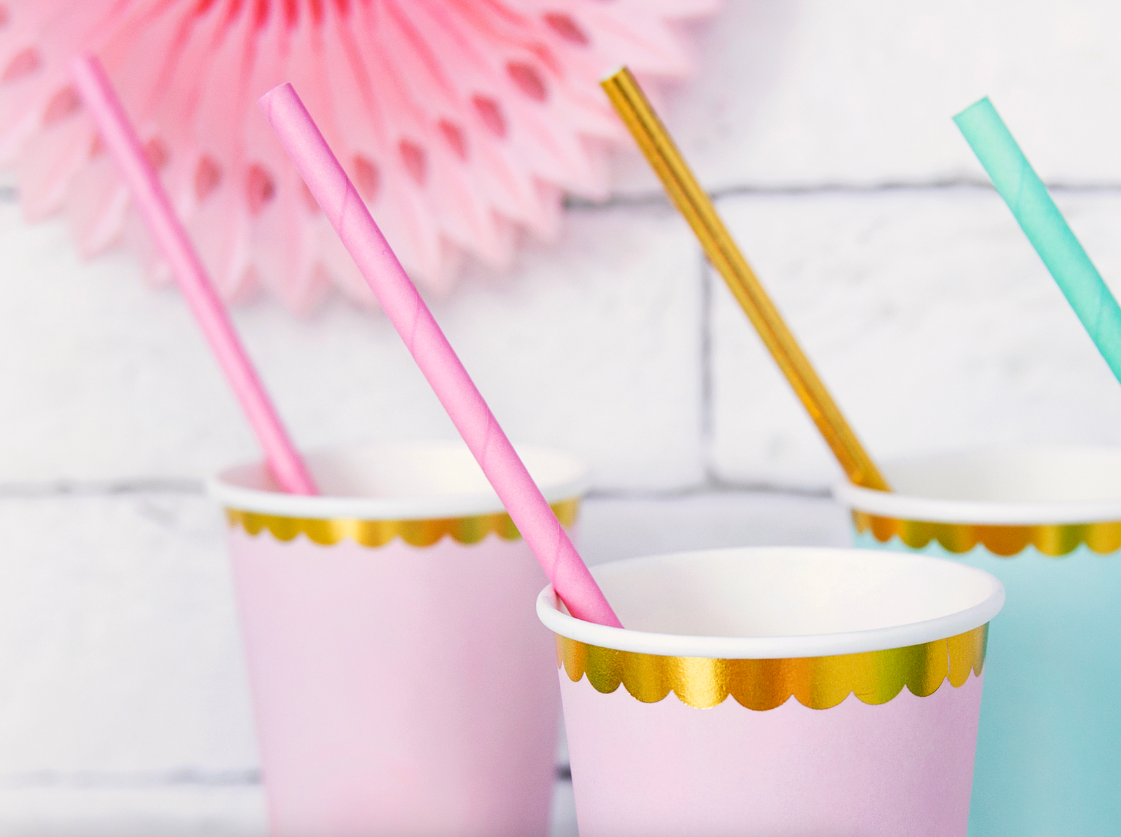 Pink Paper Party Straws