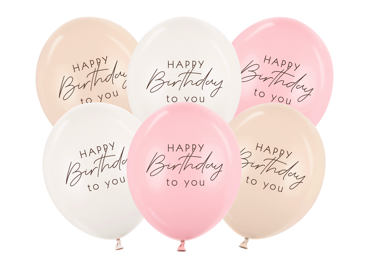 Pink Pastel Happy Birthday Balloons
