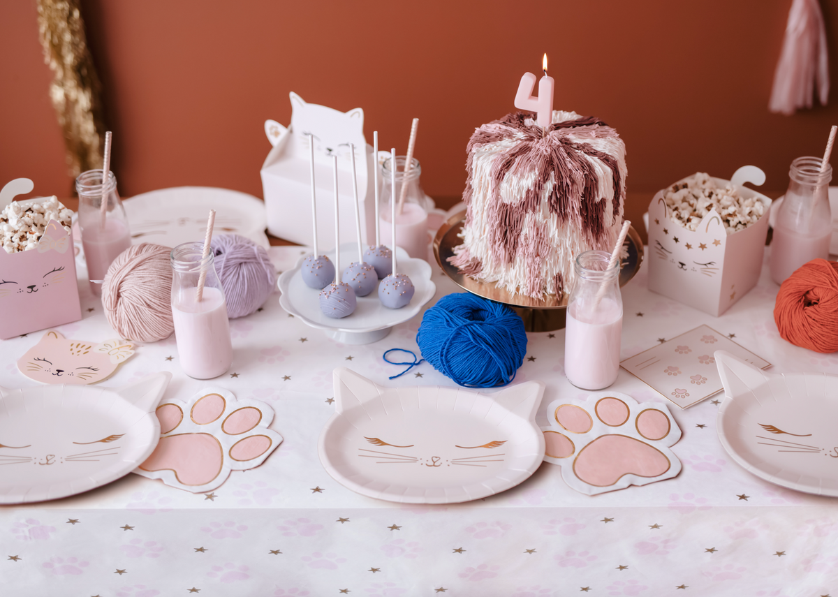 Pink Paws Paper Tablecloth