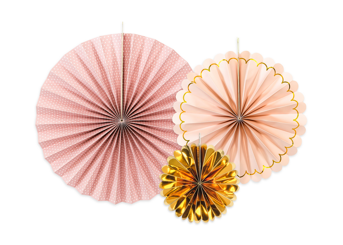 Pink and Gold Decorative Paper Fans