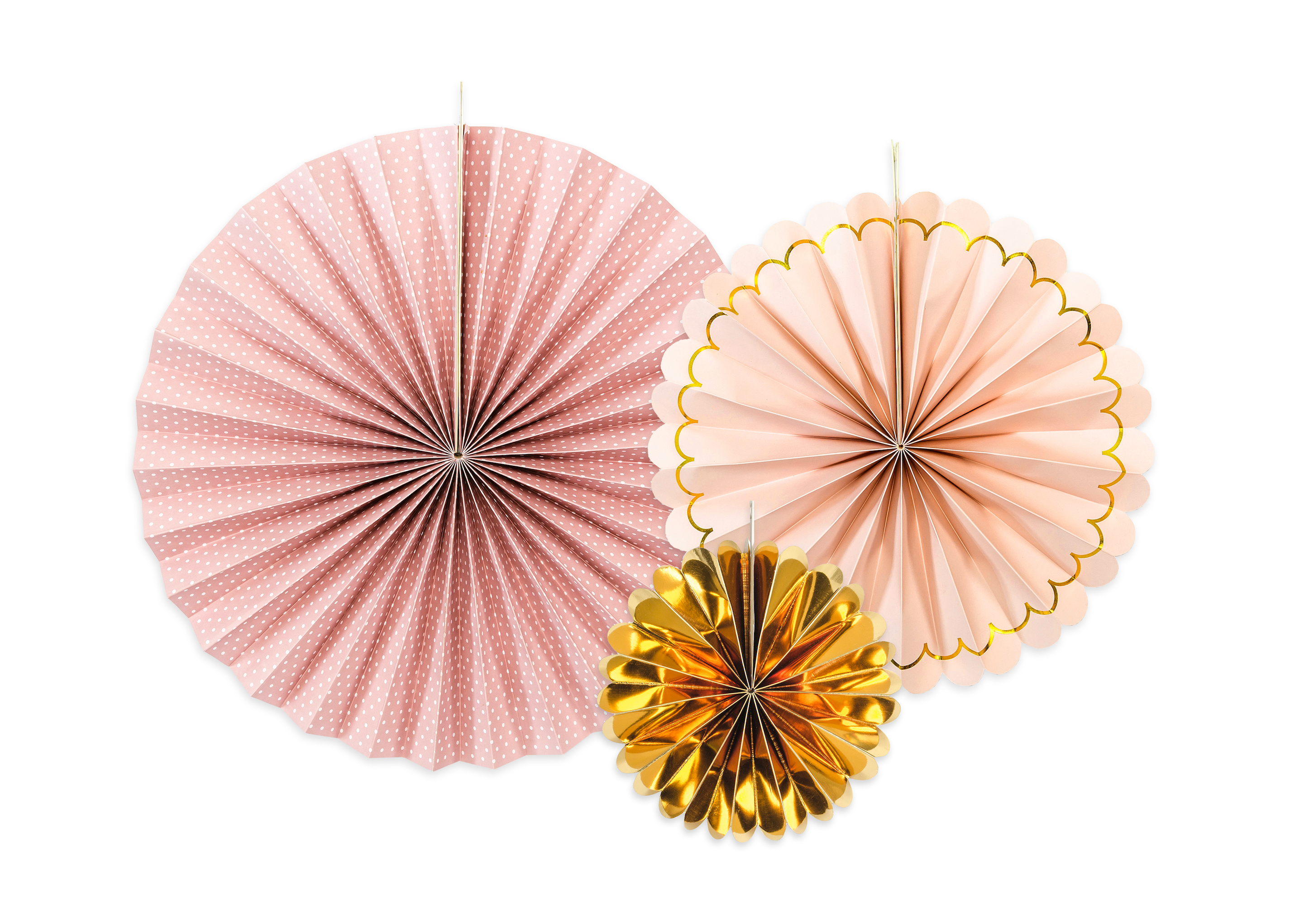 Pink and Gold Decorative Paper Fans