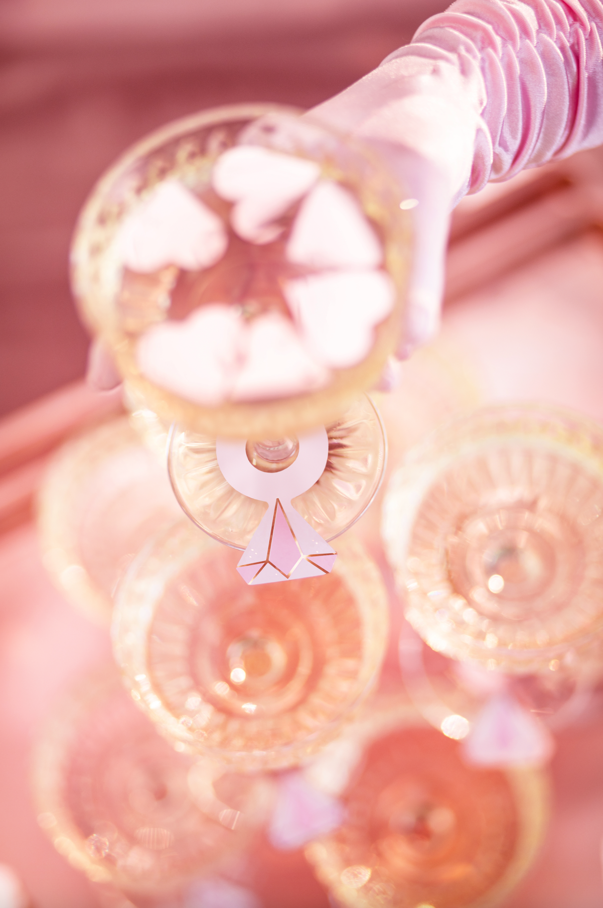 Pink and Gold Engagement Ring Drink Tags