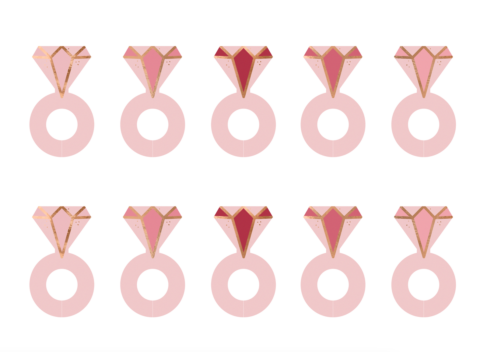 Pink and Gold Engagement Ring Drink Tags