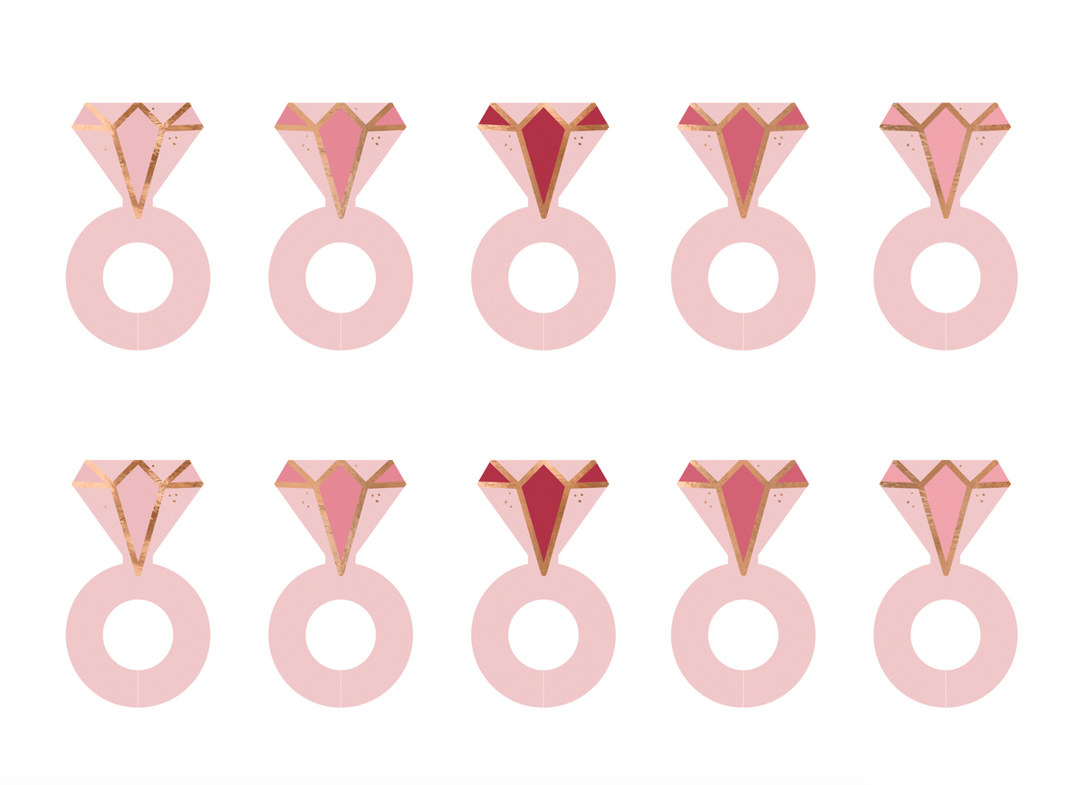 Pink and Gold Engagement Ring Drink Tags