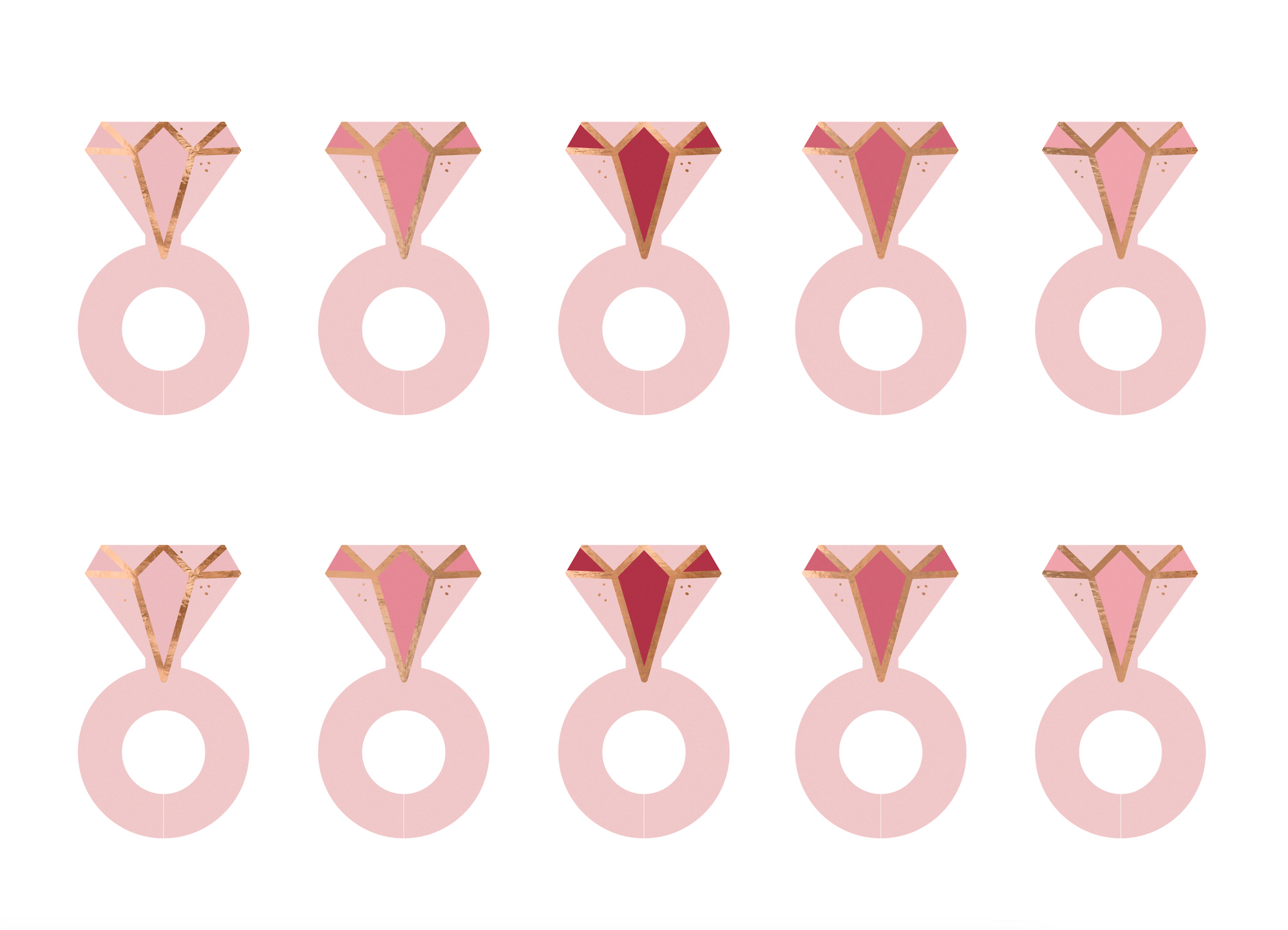 Pink and Gold Engagement Ring Drink Tags