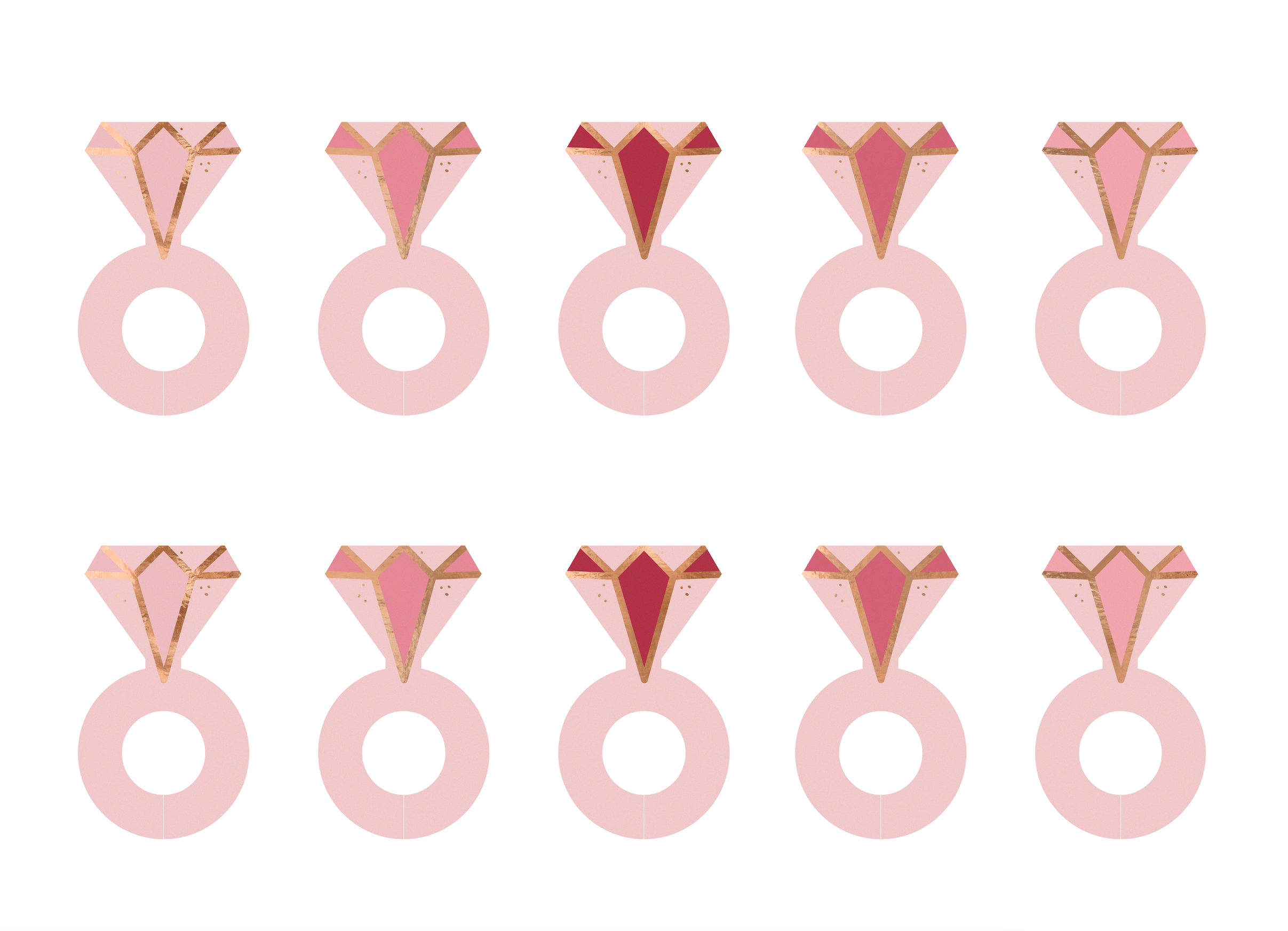 Pink and Gold Engagement Ring Drink Tags