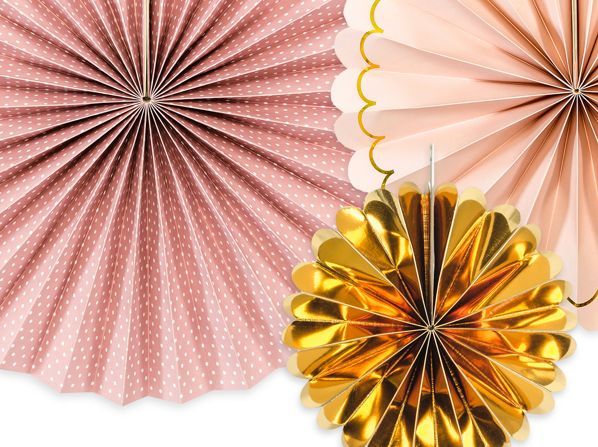 Pink and Gold Decorative Paper Fans