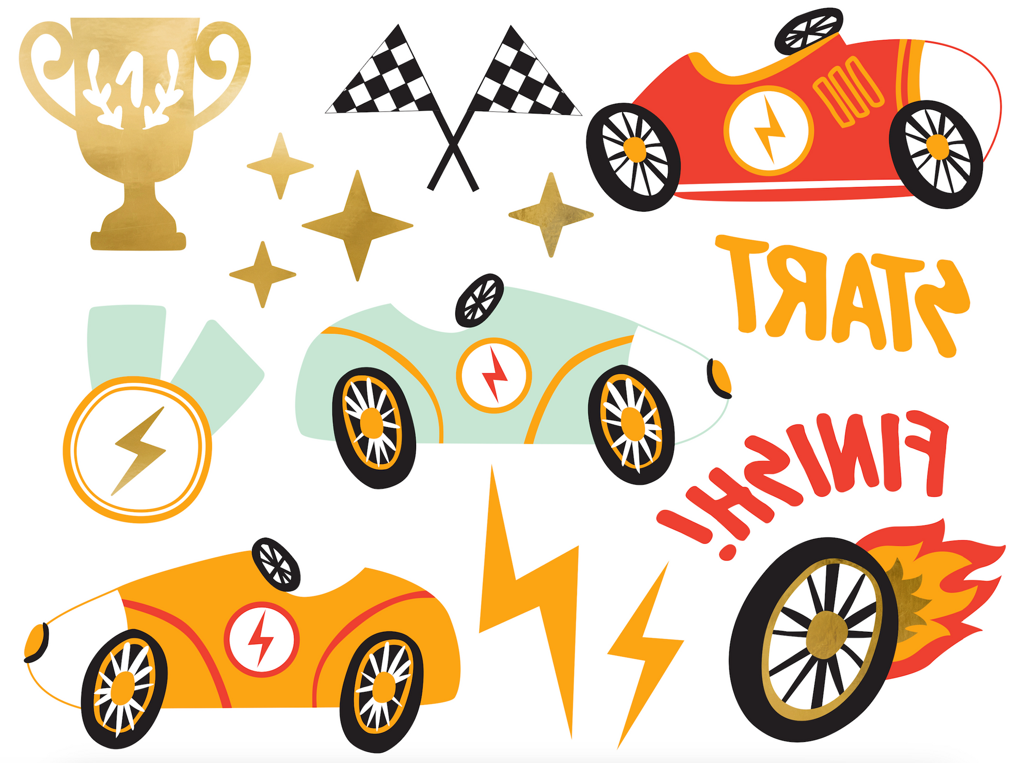 Race Cars Temporary Tattoos