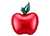 Red apple-shaped balloon with a green stem on a white background