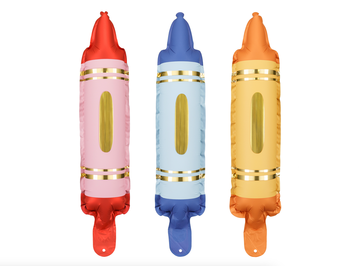 Red Crayon Foil Balloon