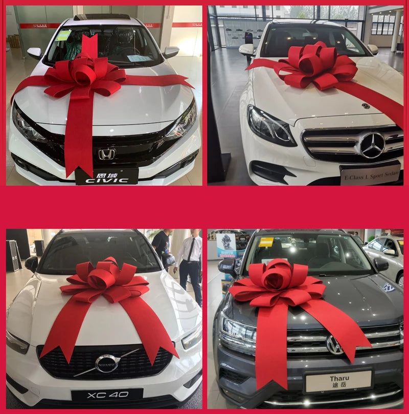 Red Giant Car Bow with Tails