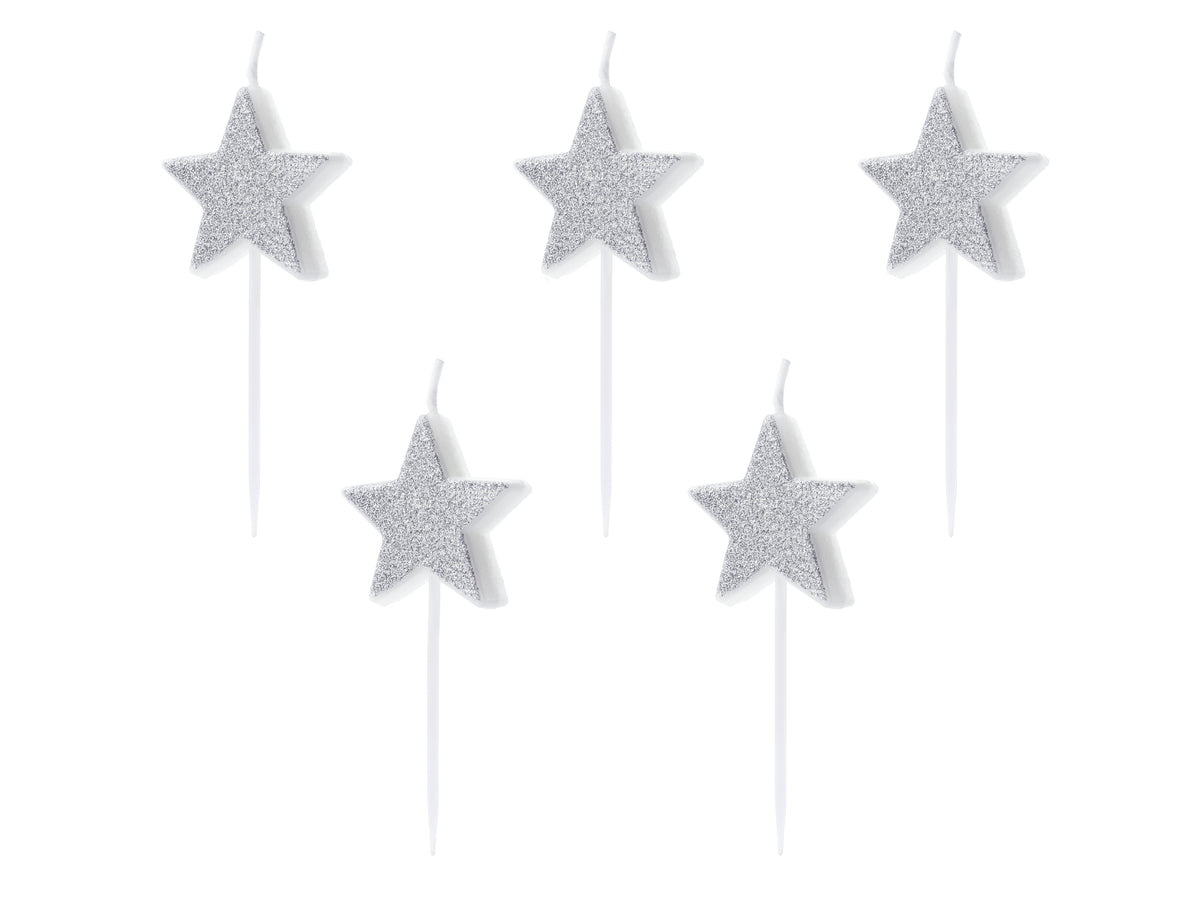 Silver Star Party Candles