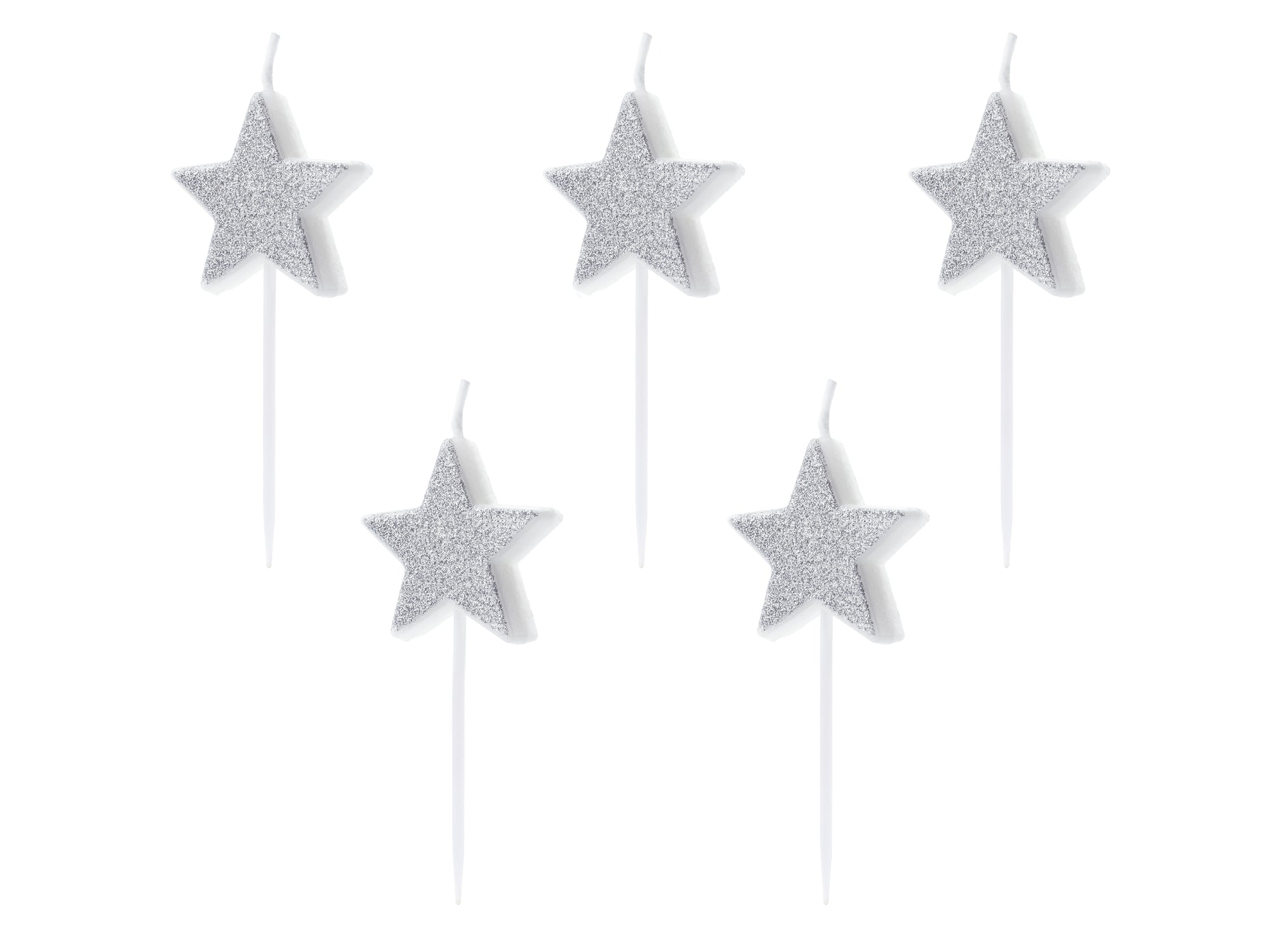 Silver Star Party Candles