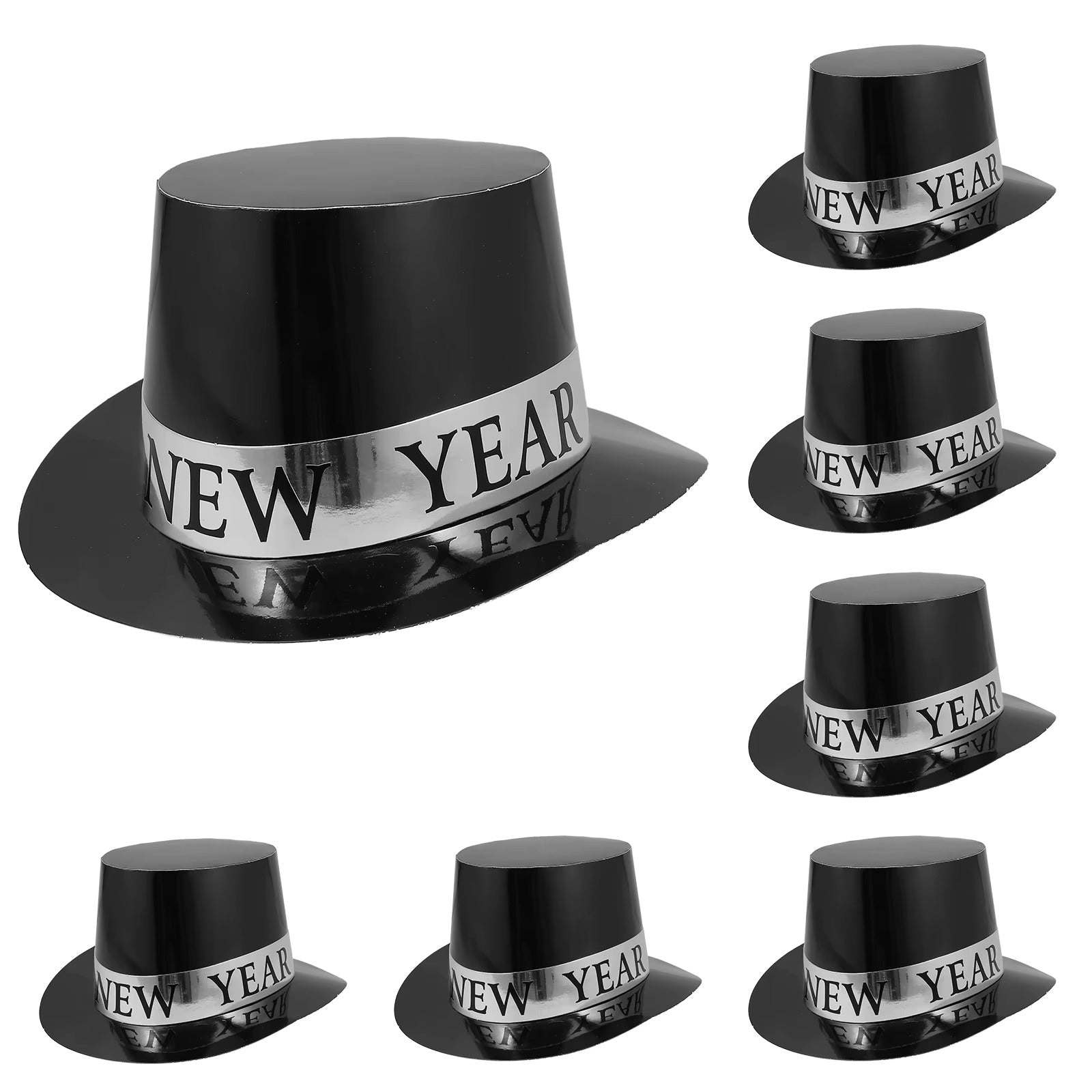 New Year’s Black & Silver Top Hats