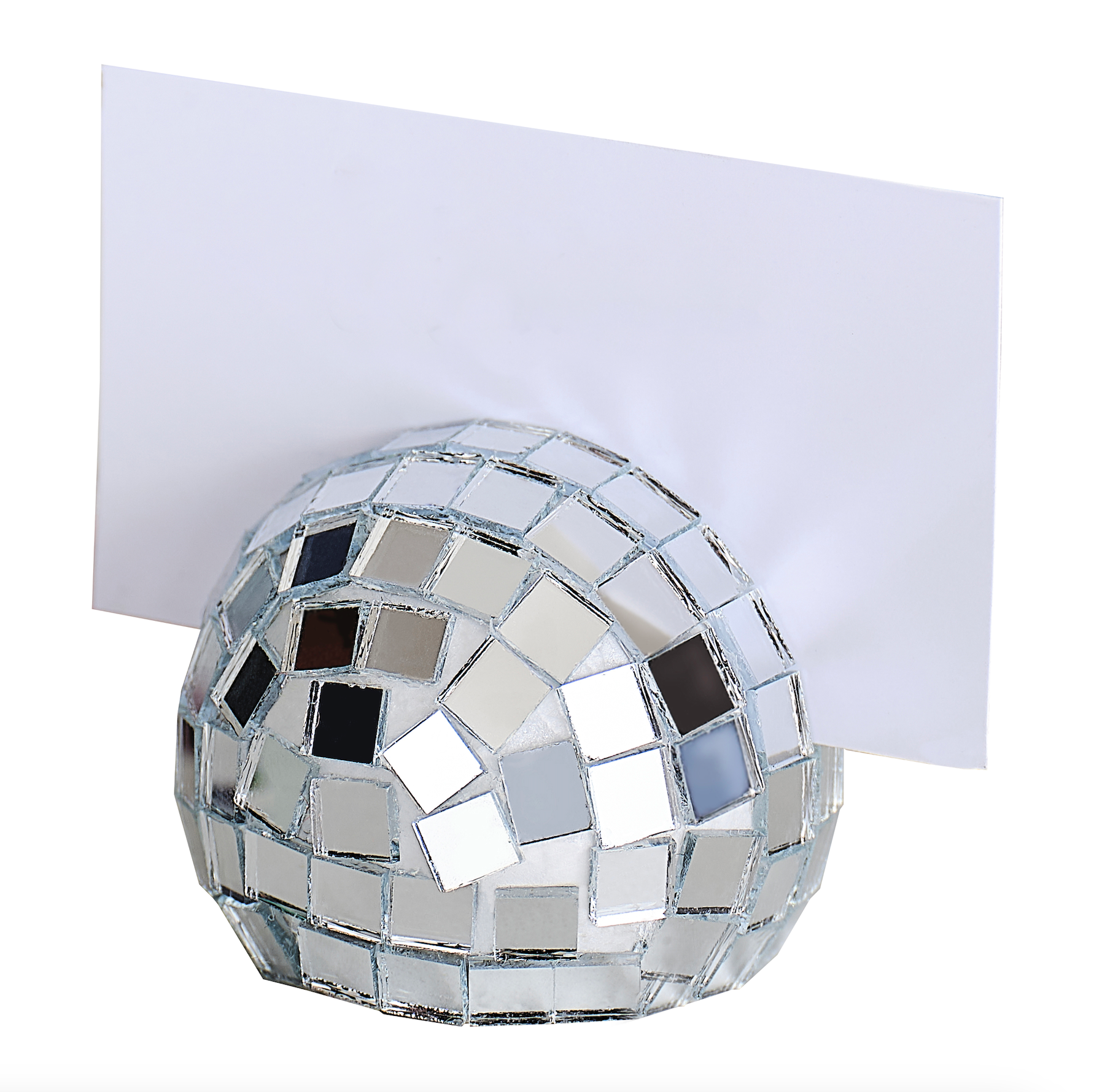Silver Disco Ball Place Card Holders