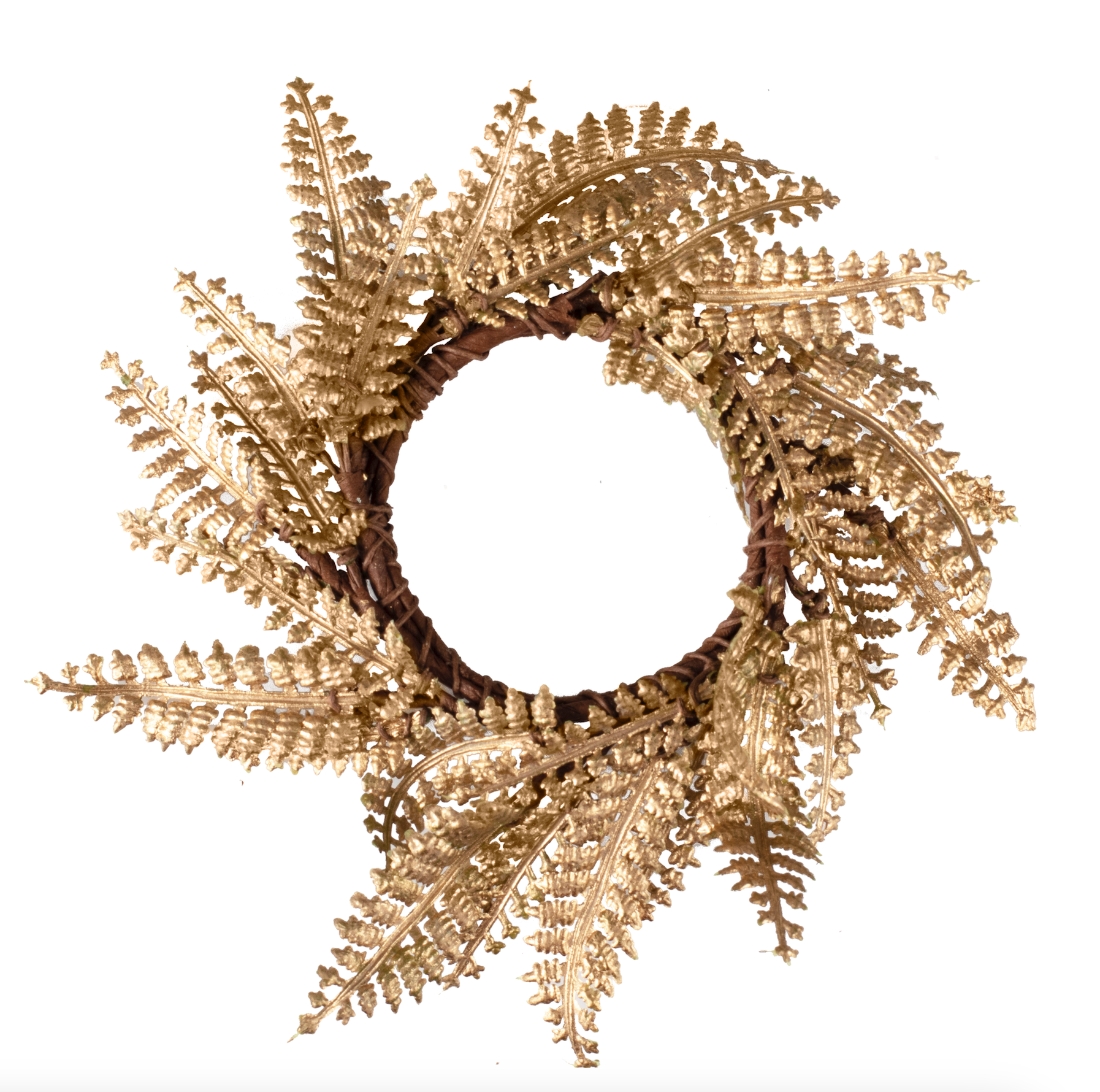 Gold Fern Wreath Christmas Table Napkin Rings