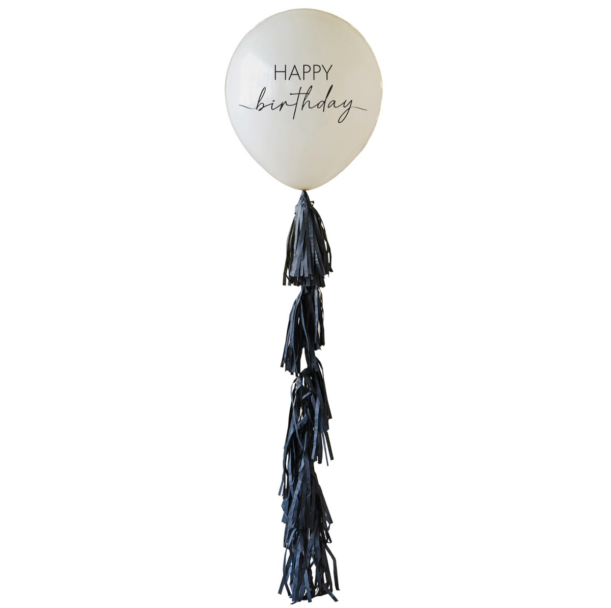 Happy Birthday Balloon with Black Tassel Tail