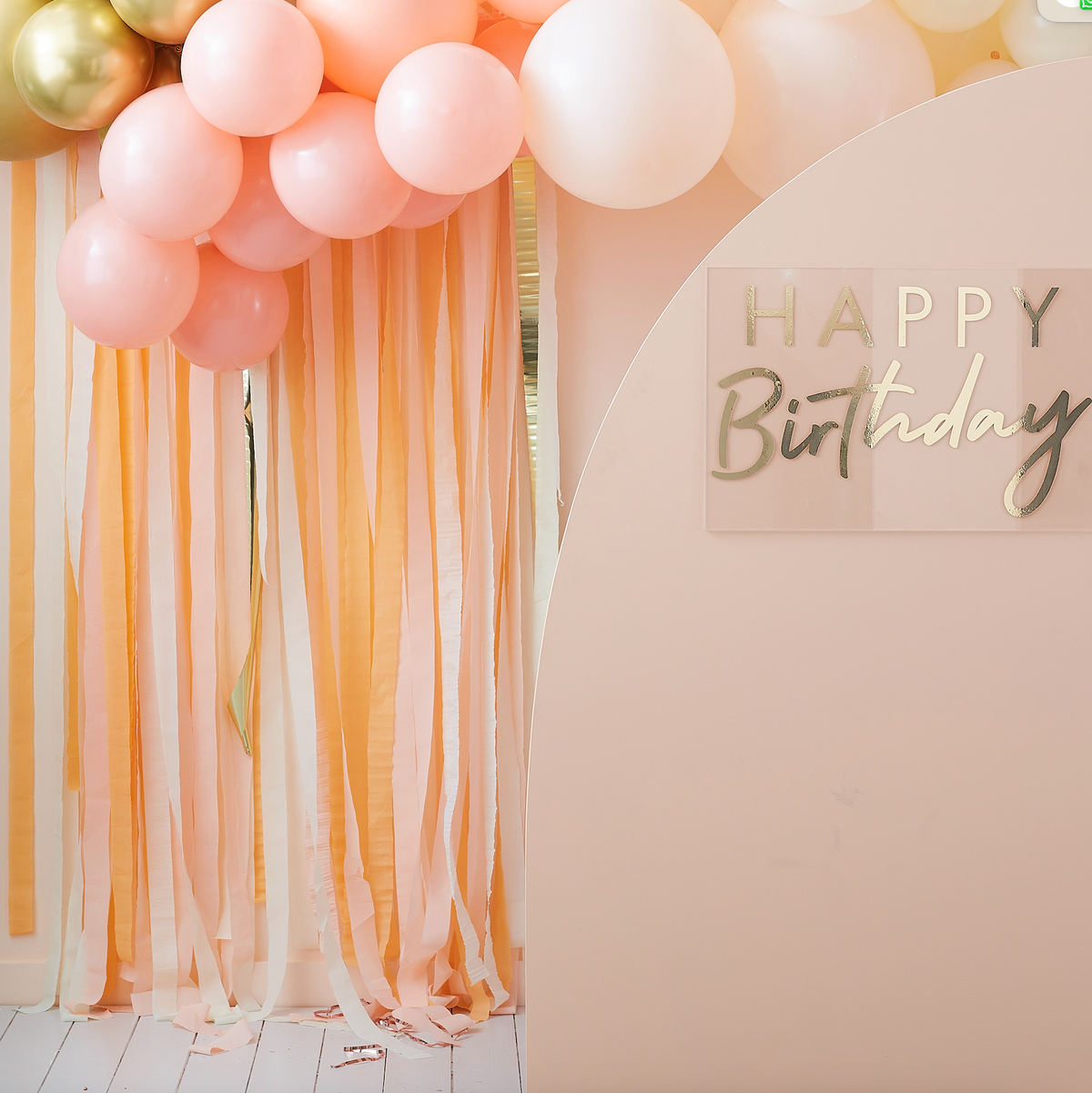 Gold and Peach Streamer Party Backdrop