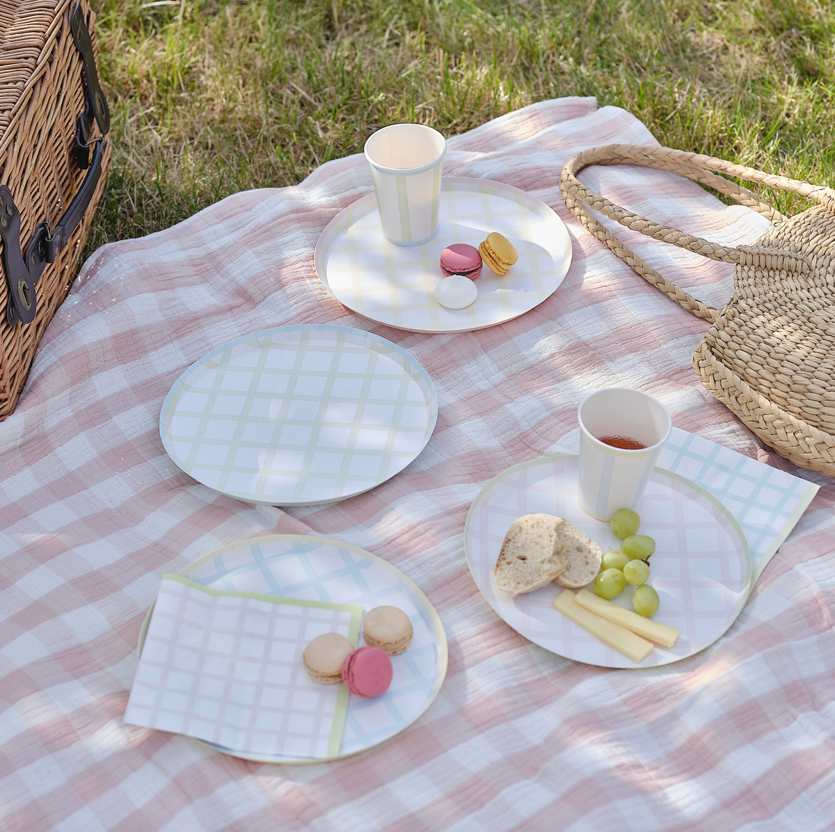Pastel Gingham Paper Plates