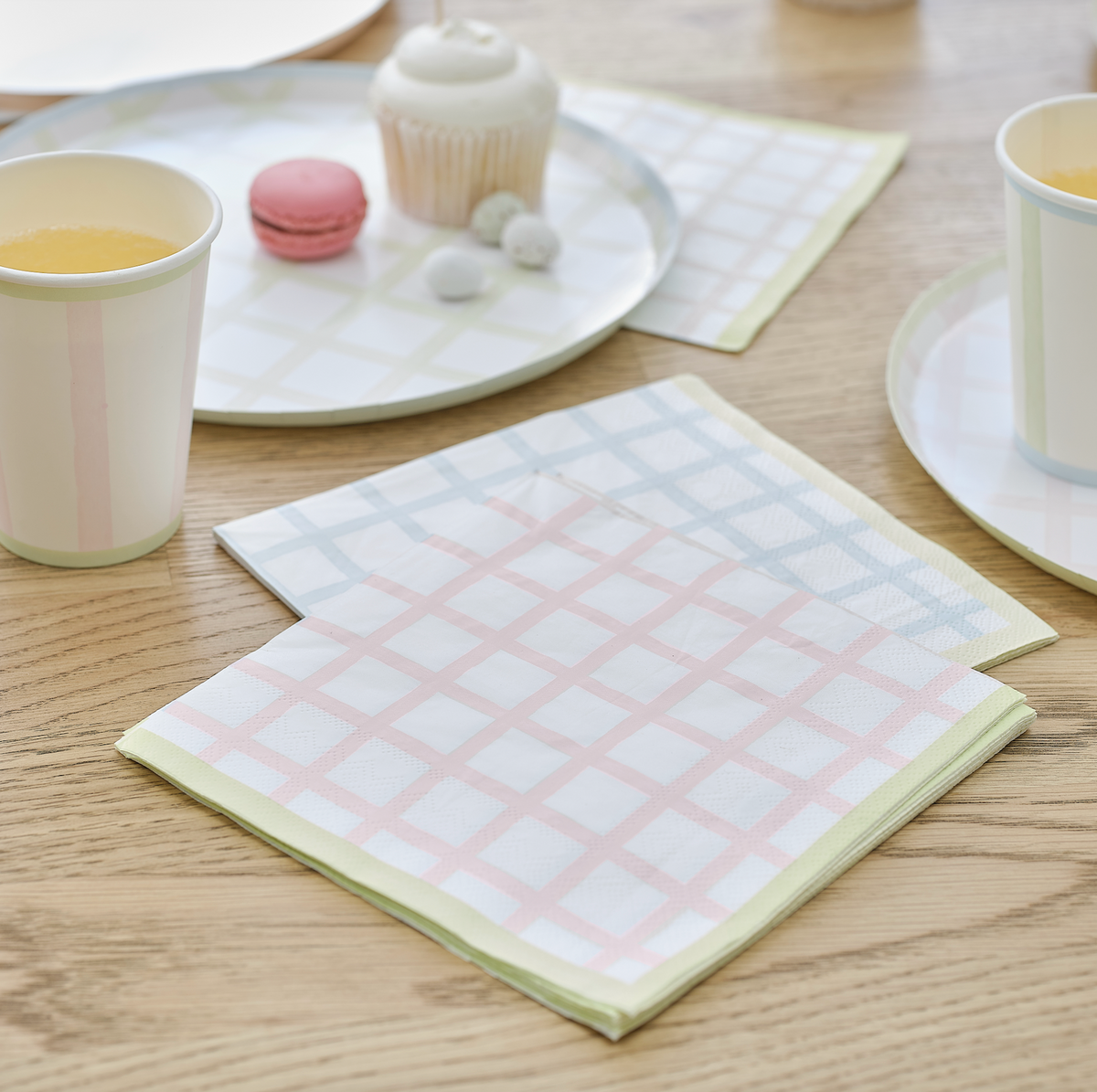 Pastel Gingham Paper Napkins