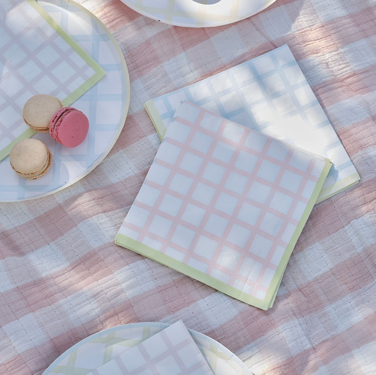 Pastel Gingham Paper Napkins