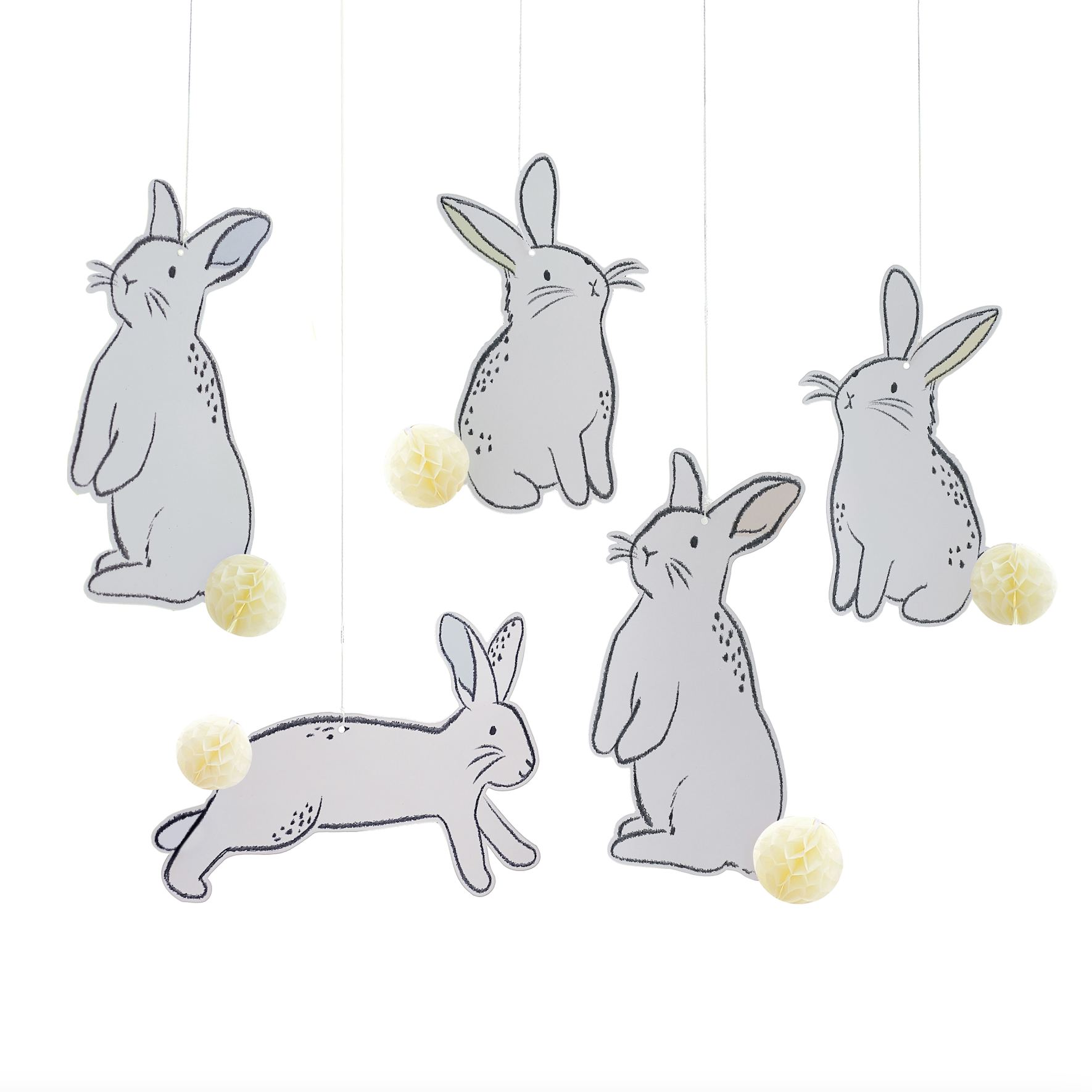 Hanging Easter Bunny Decorations with Honeycomb Tails