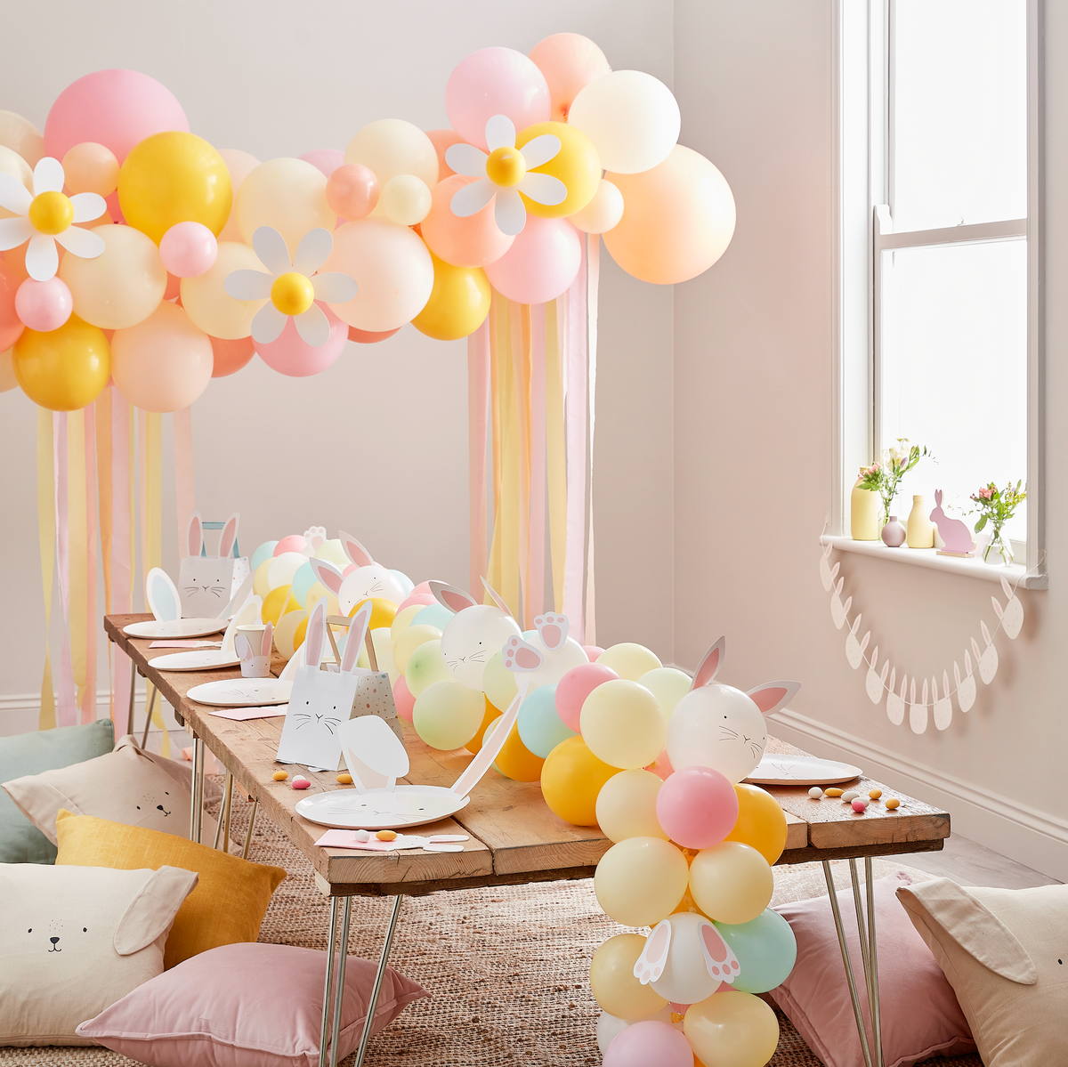 Pastel Easter Bunny Paper Plates With Interchangeable Ears