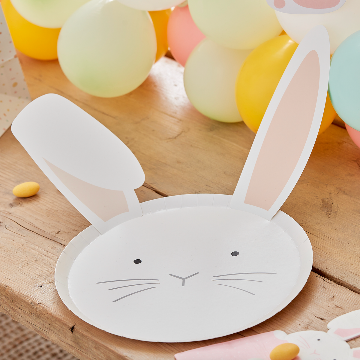 Pastel Easter Bunny Paper Plates With Interchangeable Ears