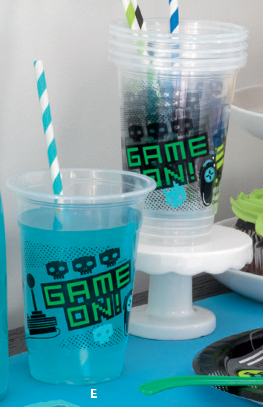 Game On White Plastic Party Cups 