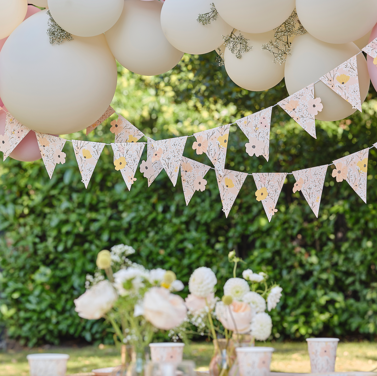 Pink Floral Flag Bunting