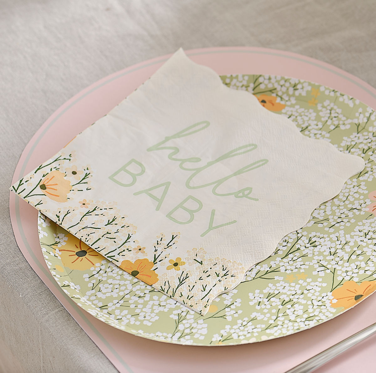 Hello Baby Floral Baby Shower Napkins