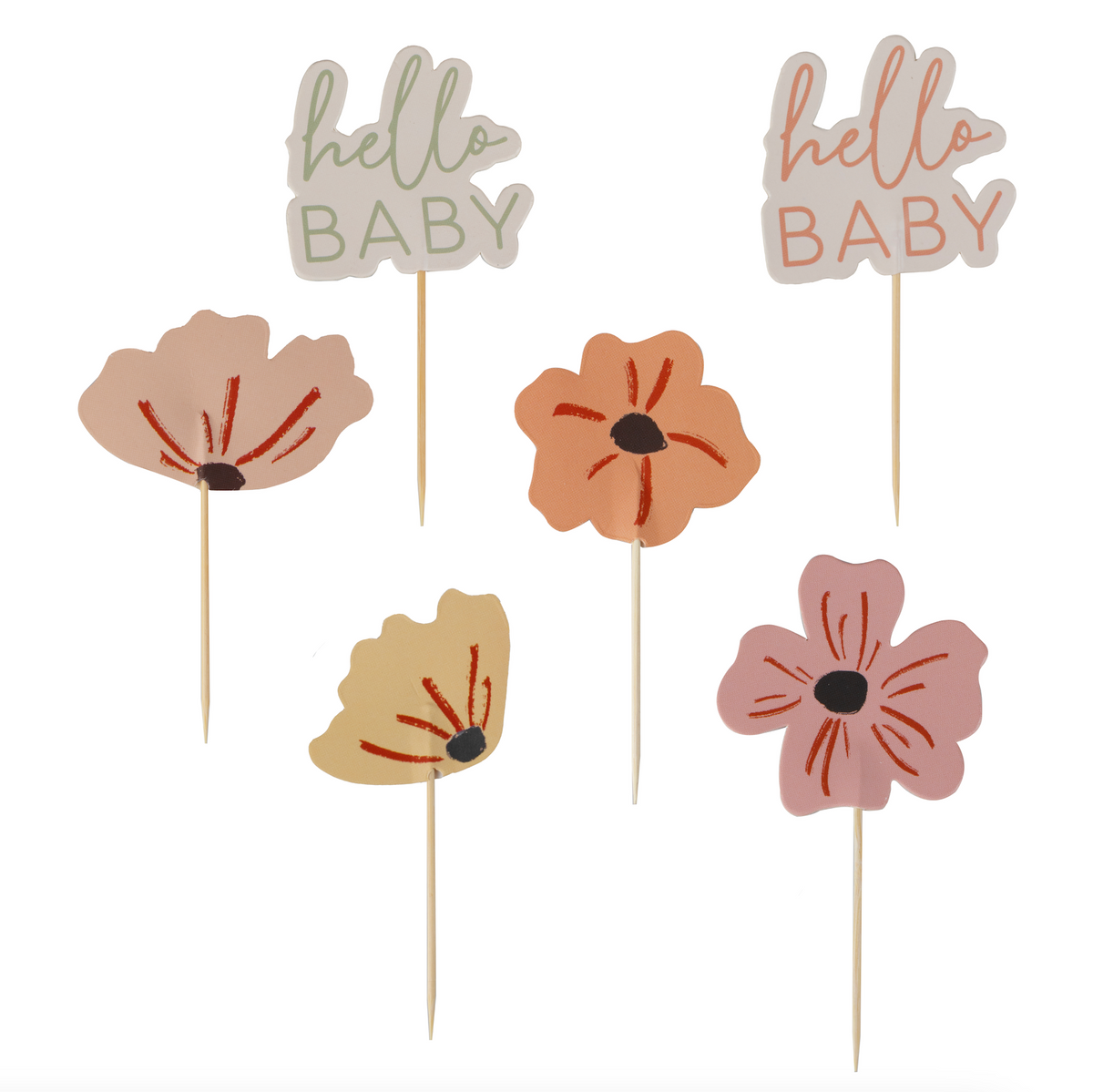 Floral Baby Shower Cupcake Toppers