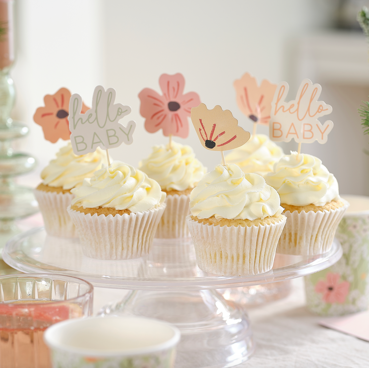 Floral Baby Shower Cupcake Toppers