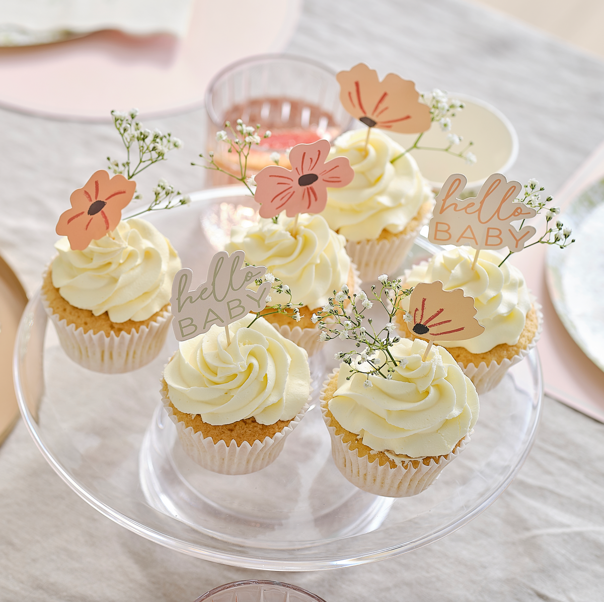 Floral Baby Shower Cupcake Toppers