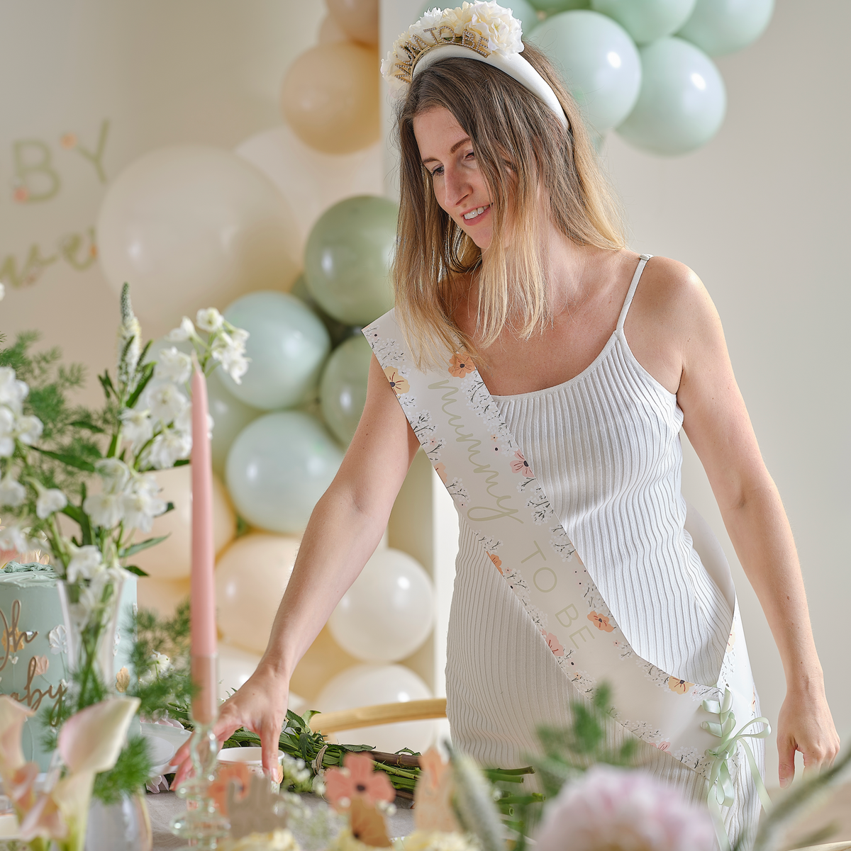 Floral Mum to Be Baby Shower Headband