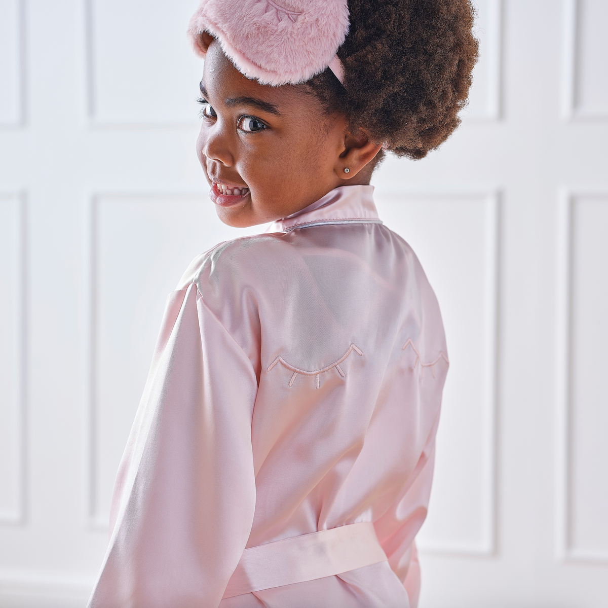 Pink Satin Embroidered Dressing Gown 9-12yrs