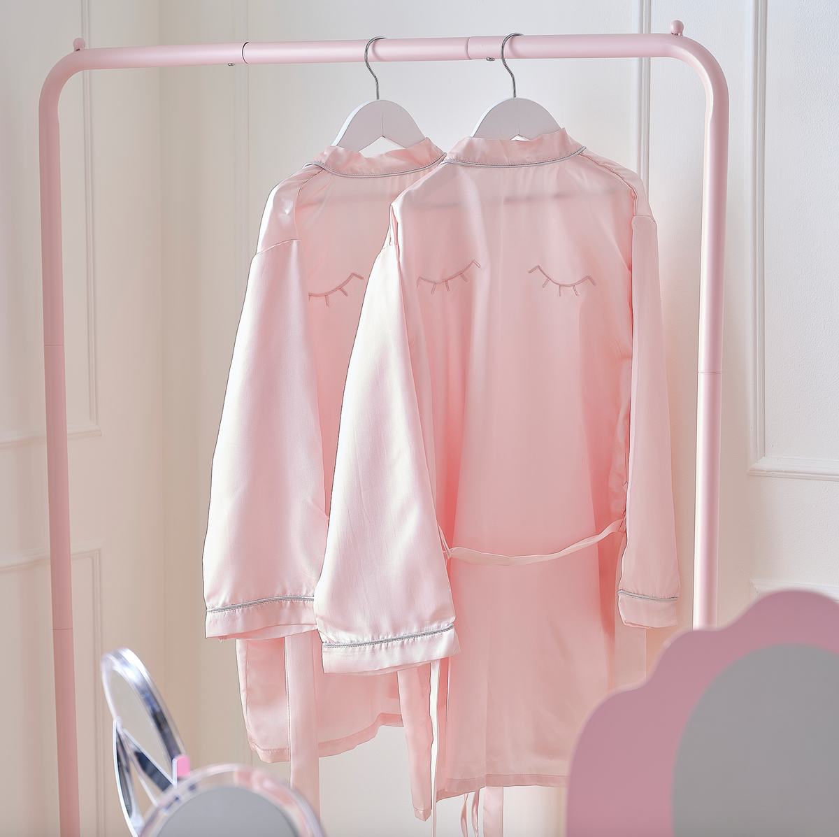 Pink Satin Embroidered Dressing Gown 9-12yrs