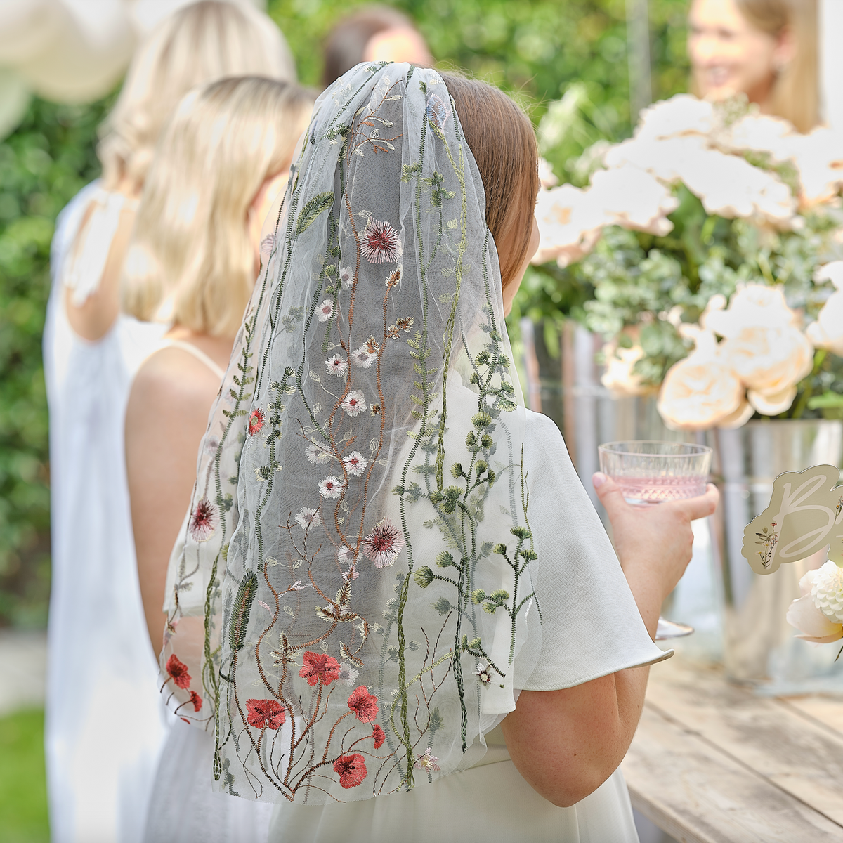 Embroidered Floral Hen Party Veil