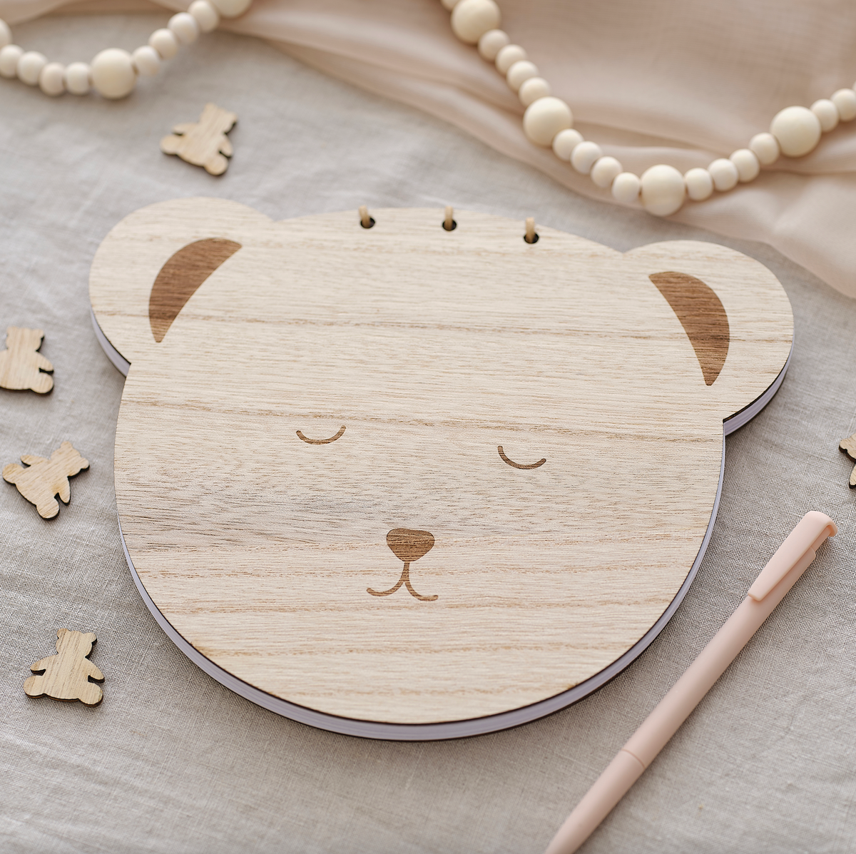 Wooden Teddy Baby Shower Guest Book