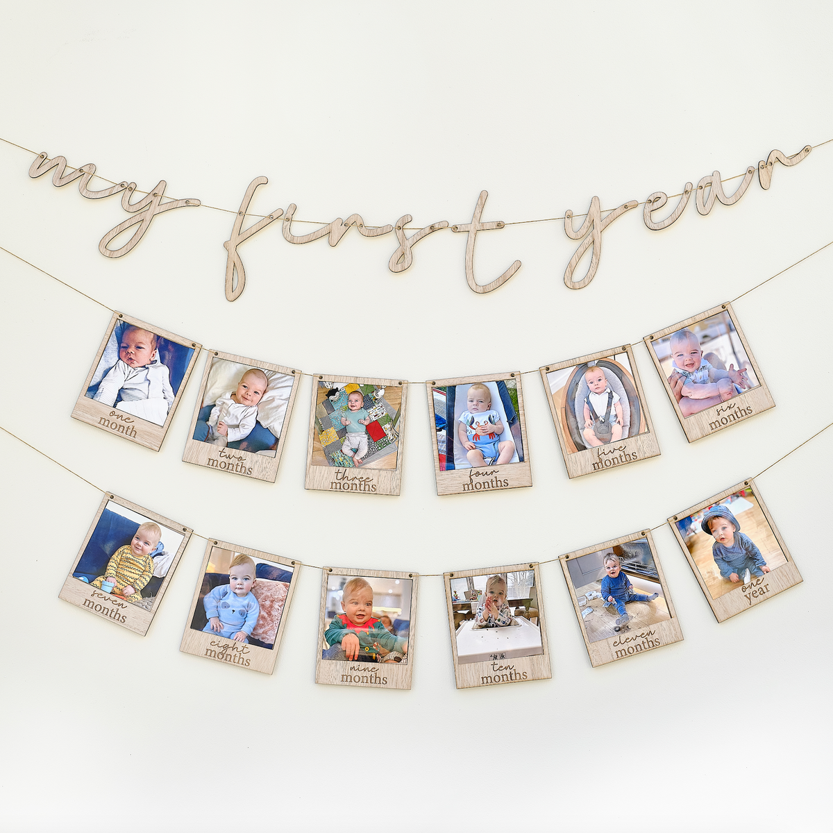 My First Year Wooden Baby Photo Bunting