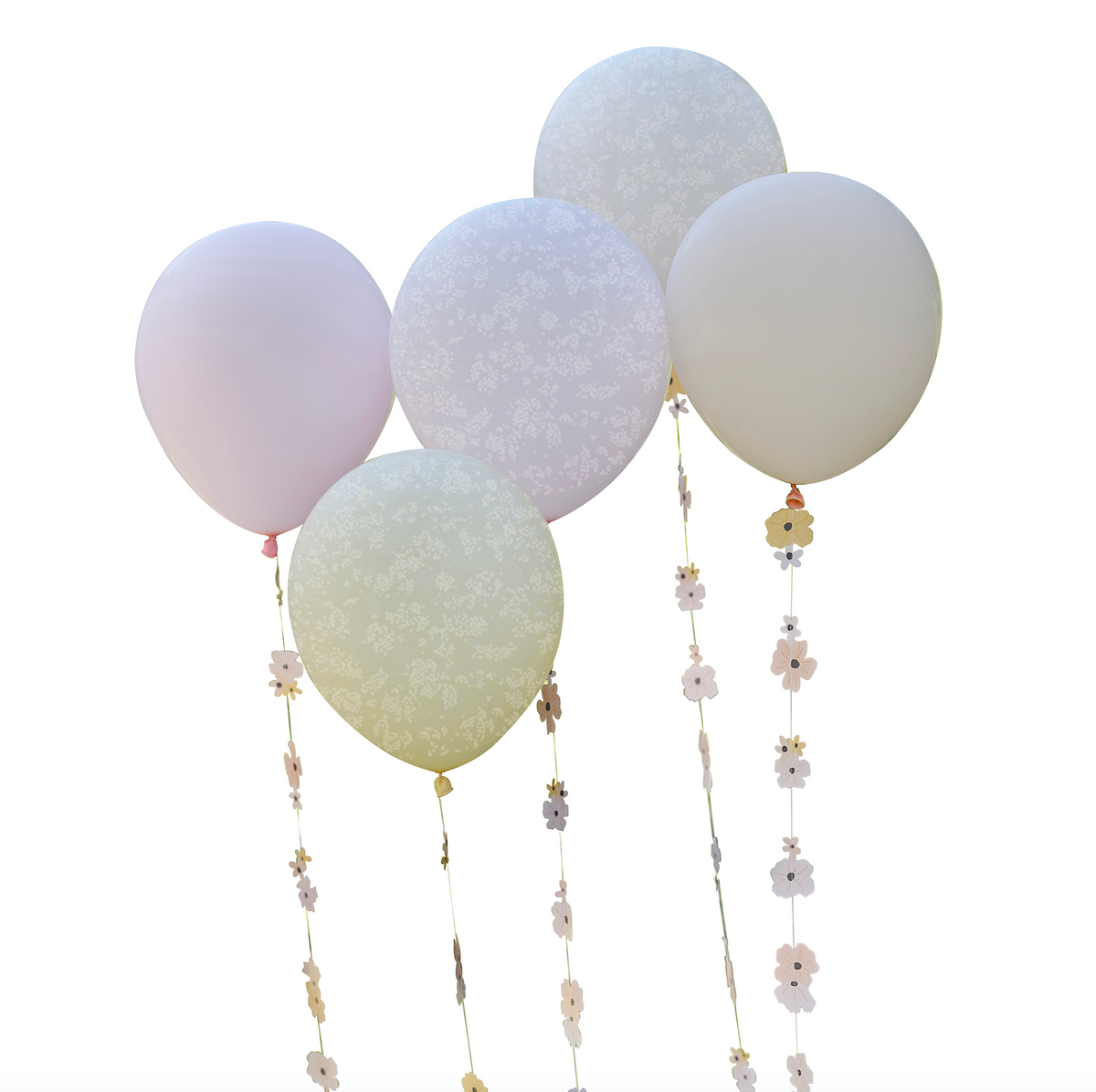 Pastel Flower Balloon Bundle with Floral Balloon Tails